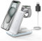 GEEKERA Wireless Charger, 3 in 1 Induktive Ladestation für iPhone 16/15/14/13/12/11/Pro Max, Ladestation für Apple Watch Ultra/10/9/8/7/6/5/4/3/2/SE, Kabelloses Ladegerät für AirPods Pro/4/3/2-Silber
