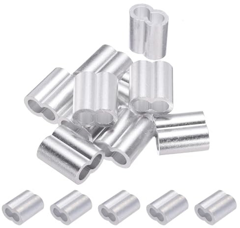 PATIKIL 10mm (3/8) Manicotti Fune Compressione in Alluminio, 10 Pezzi Manicotti per Cavi Anelli per Cavi Metallici Ghiera Crimpatrice per Montaggio Ringhiera, Tono Argento