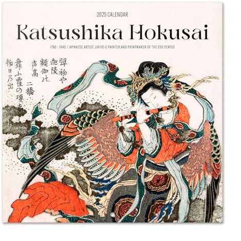 Grupo Erik Kalender 2025 Wandkalender 2025 Hokusai Kalender 2025 Familienplaner 30 x 30 cm 12 Monate Jahreskalender Familienkalender 2025, Orange