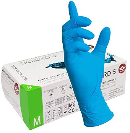 GUARD 5 - blaue Nitril Einweghandschuhe 1000 (10x100 Stück) Gr.8/M in Spenderbox - Einmalhandschuhe, Untersuchungshandschuhe, Nitril Handschuhe, puderfrei, ohne Latex