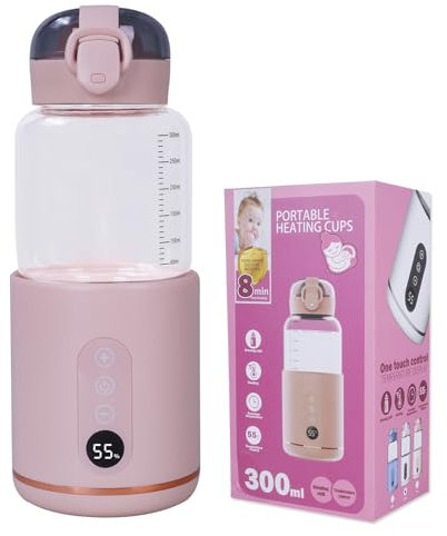 Hoapin Scaldabiberon Portatile 300 ML, Scalda Biberon Portatile Senza Fili, Ricaricati Tramite USB, Scaldabagno Elettrico per Un amico di Viaggio