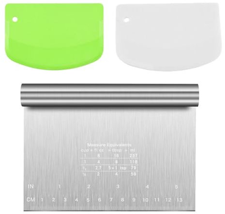 Nicear Juego de 3 tarjetas cortadoras de masa de acero inoxidable para hacer masa de pan y pasteles