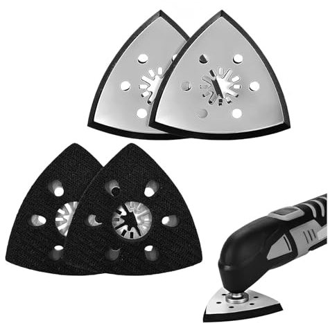 4 pezzi Triangolari piastra di levigatura, Piastra abrasiva multitool per levigatrice delta, Piastra abrasiva multiuso 93 mm, Piastra abrasiva triangolare per legno, plastica rigida, levigatura (93mm)