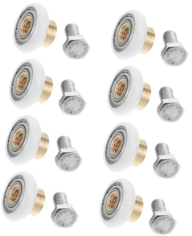 Lurrose Roulettes Fonctionnement Silencieux et Glissement Facile Lot de 8 pour Porte de Bain Coulissante en Cuivre et Nylon pour Cabine de Bain