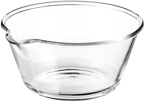 Bobzo 26cm Thick Clear Glass Mixing & Serving Bowl – Durable Round Salad Bowl with Easy-Pour Spout – Stackable, Heat-Resistant, Dishwasher-Safe Tableware for Kitchen, Baking & Dining