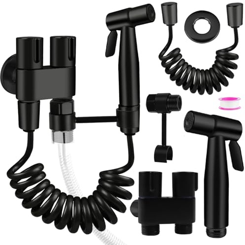 wiipara Edelstahl Bidet Handbrause für Toilette mit Dual-Modus (Jet/Sanft Sprayer), WC Dusche Hand Bidet Set mit Doppelsteuerventil, Schlauch, Wandhalterung für G1/2 Anschluss, Einfache Montage