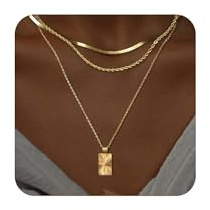 FENNELISA 3Pcs Halskette Damen, Layered Gold Kette Hypoallergen Lange Kette Silber 925 Verstellbarer Wasserfest Goldkette Damen