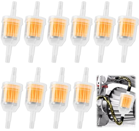 10 pezzi filtro del carburante 6 mm/8 mm, filtro benzina universale per tosaerba moto scooter motorino, filtro benzina plastica trasparente per piccolo motore e giardino