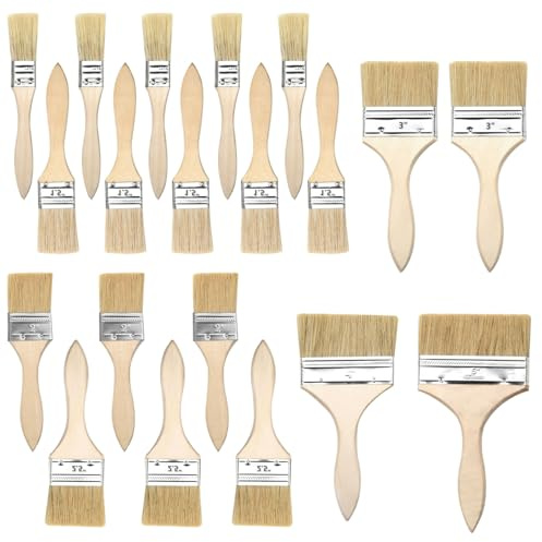 20 x Wooden Paint Brushes 1-5 Assorted Sizes for Decorating | Includes 6 Popular Sizes in One Convenient 20-Piece Set – Covers Everything from Broad Walls to Fine Detail Work.