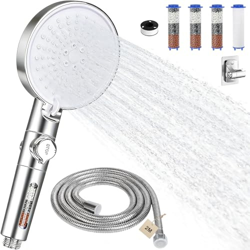 FALSKT Pommeau de douche anti calcaire(argent)(noir) (6 modes Argent)