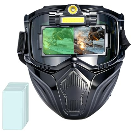 Maschera Da Saldatura Auto-Oscurante - Maschera Da Saldatura Regolabile A 3 Livelli Di Illuminazione - Casco Protettivo Regolabile Per Saldatore | Per Industria Costruzione Laboratorio