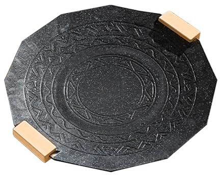 Hamwesh Sartén para Parrilla para Barbacoa, Plancha Redonda de 16 Pulgadas, Revestimiento Antiadherente, Superficie de Piedra de Arroz de Trigo, de Haya, para Barbacoa en Interiores y Exteriores,