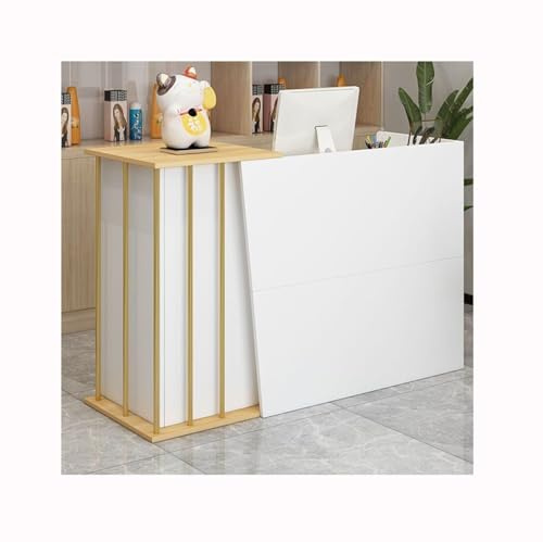Rezeption Empfangstresen Empfangstisch rechteckiger Thekentisch, Empfangstheke Verkaufstresen Kassentheke mit Licht, Rezeptionstisch für Kasse Lobby Schönheitssalon Büro,(Warm White,120x40x90cm)