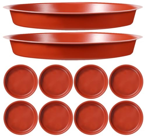TOYANDONA 10 Bandejas Redondas para Macetas de Interior, Platillos de Plástico Resistentes de 180 Mm, Accesorios para Plantas Función de Goteo para Jardinería y Decoración del Hogar