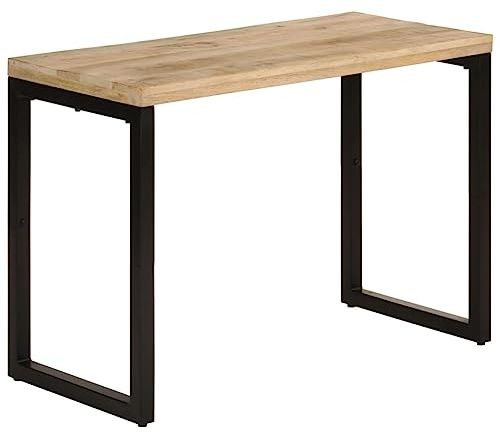 toolkix Matbord, massivt trä, mango, 110 x 50 x 76 cm med stålram, köksbord och matbord, träbord med robust platta för matsal, vardagsrum, modern industriell stil