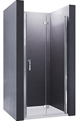 ELEGANT 900mm Bifold Shower Enclosure Frameless Bathroom Shower Doors 6mm Safety Bi-Fold Glass, Wetroom Shower Cubicles Reversible Folding Shower Door