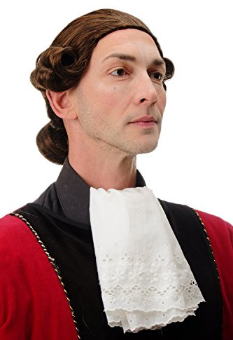 WIG ME UP - F2588-2T30 Perücke Qualitätsperücke Herren Karneval Theater Barock Lord Edelmann Adliger Schwarz Braun gesträhnt