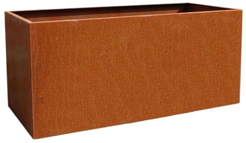 VIVANNO Pflanztrog Maxi Pflanzkübel Cortenstahl Rostbraun 80x40x40 cm | Robuster Pflanzkasten aus Metall für Outdoor, frostsicherer Blumentopf mit Patina, wetterbeständiger Trog für den Garten