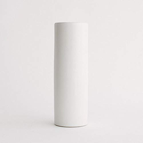 WGV Ceramic Cylinder Vase Width 5 Height 12 Elegant Unique Modern Matte Floral Container Planter Pot Centerpiece for Event Party Wedding Office Home Decor, Smooth White 1 Piece