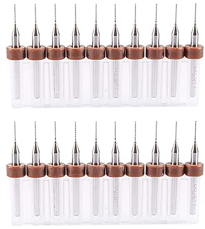 Sourcingmap, punte da trapano per circuito stampato, 0,5 mm, in carburo di tungsteno, utensili rotativi, per incisione CNC, micro punte da 1/8 pollici, 2 set (20 pezzi)