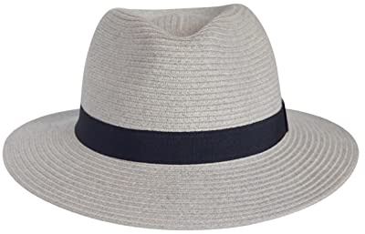 House of Ord Cape Town - Pana-Mate Fedora - Reisefreundlicher Sonnenhut für Damen und Herren in Natur - Faltbarer Strohhut im Panama Hut Stil - UV-Schutz 50+ - Größe: M/L: 58 cm Farbe: Hellgrau