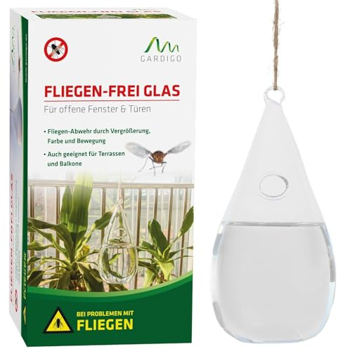 Gardigo Fliegenglas zur Fliegenabwehr, ca. 10x20cm, für Fenster und Türen | Vertreibt Fliegen durch optische Effekte, für Innen und Außen, ideal für Balkon und Terrasse.