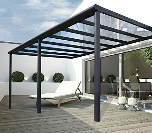 VITRO Terrassenüberdachung Polycarbonat 5x3,5m Anthrazit
