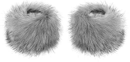 SwirlColor Fellstulpen Kunstpelz Pulswärmer Fell Flauschige Weiche Stulpen Damen Pluesch (Grau)