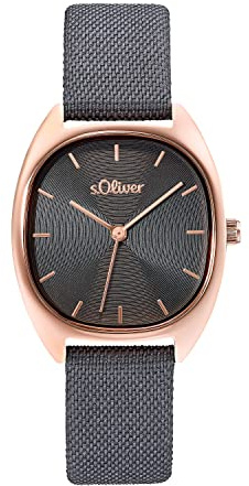 s.Oliver Armbanduhr Damen Quarzuhr Analog, mit Textil Armband, Rosefarben, 3 bar Wasserdicht, Kommt in Uhren Geschenk Box, 2033503