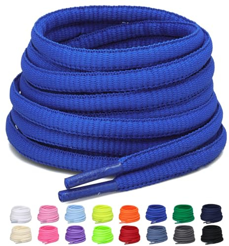 Puzeam 2 pares Cordones Ovalados,16 colores, Diámetro 6 mm cordones redondos oval de zapatos para zapatillas deportivos Azul 120