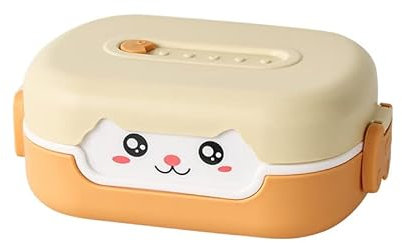 Kawaii Bento Box Caja de almuerzo con dibujos animados a prueba de fugas con compartimentos divididos, accesorios de estética japonesa para escuelas, empresas, viajes y preparación de comidas