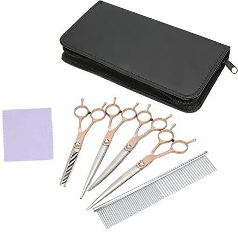SYH&AQYE Haustier-Hundepflege-Scheren-Set, Kamm-Pflege-Set für Tierhaare, 17,8 cm, Doppelschwanz-Trimmscheren-Set für Hunde, Katzen, Kaninchen, Hamster