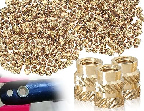 KAPSING 100 Stück Messing Gewindeeinsatz M3 Einpressmuttern M3*5.7 * 4.6 Spritzgegossene Heißschmelz-Rändelmuttern für 3D-Druckern