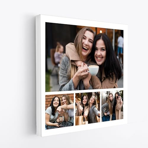 MAX SOLUTIONS Anpassat collage kanvas väggkonst heminredning personliga gåvor multifoto anpassat tryck familjeporträtt jubileum minnessak (20 x 20 cm, design 4)