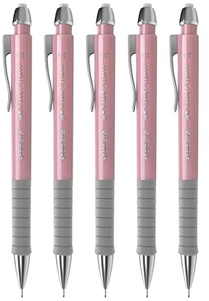FABER-CASTELL 205207 – tryckpenna apollo rosashadows, 5 stycken, hårdhetsgrad B, stift 0,5 mm, inkl. suddgummi