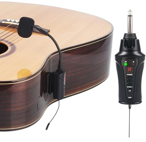SPORTARC Micrófono inalámbrico para guitarra, de micrófono inalámbrico, transmisor receptor de micrófono inalámbrico UHF profesional para acordeón de guitarra (-UK)