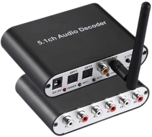 Annadue 5.1 Kanal Digital Audio Decoder, digitaler Soundkonverter, HDMI ARC, digital optisches/koaxiales zu 5.1 Kanal analogem Audio und 2.1 CH Stereo (FL FR SW)