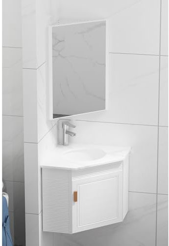 Waschbecken Mit Unterschrank Hängend Spiegelschrank Bad Gäste Wc Waschbecken Mit Unterschrank Moderne Wandmontierte Badezimmer-Waschtisch-Spüle Mit Spiegelschrank, Schwimmendes Badezimmerschrank-Eckwa