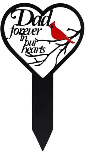Marcatori commemorativi per tomba a forma di cuore, uccello, placca commemorativa, palo, decorazione per cimitero, giardino, palo, uccello, metallo, simpatia, palo, decorazione per esterni