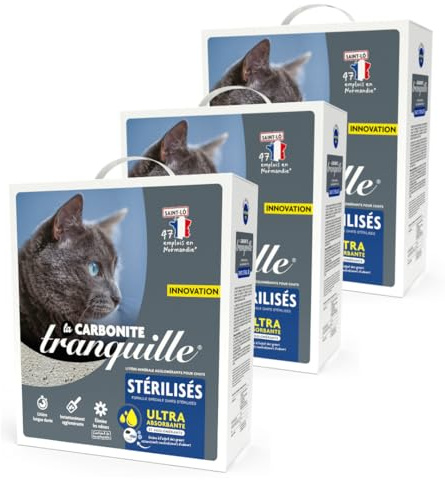Tranquille La Carbonite Chats Stérilisés - 6,1 litres - Lot de 3