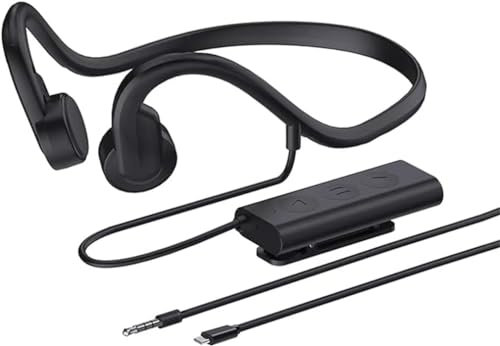 LQZO Wired Bone Conduction Headphones with Microphone, 2023 Open-Ear Bluetooth 5.3 Headphones, with Both 3.5mm/Typec Wires, IP68 Waterproof Earphones for Running Cycling Workouts,3.5mm