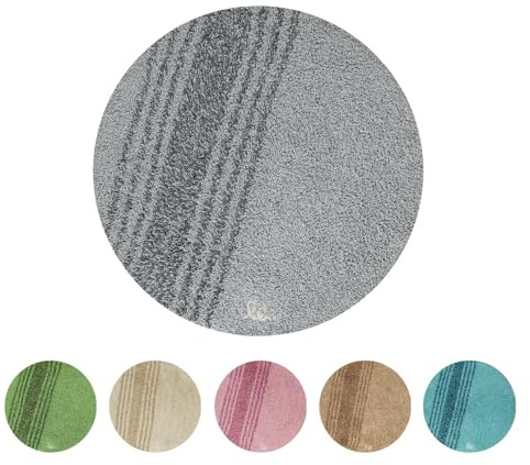 OLIVO.shop RANCH Tapis de bain rond antidérapant lavable et absorbant (RANCH gris, 55 cm)