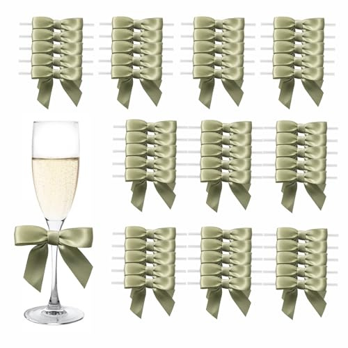 MORSUNBELA Geschenkschleifen Kleine Schleifen Geschenk Deko Moosgrün | 50 Stück Geschenkschleifen für Weihnachten,Hochzeiten und kreative Geschenkverpackungen,kleine Schleifen als festliche Deko
