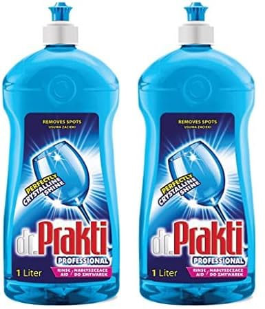 dr.Prakti Brillantante per lavastoviglie, dà lucentezza alle stoviglie, non lascia aloni, facilita l'asciugatura, 1 l (Confezione da 2)