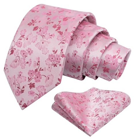 Alizeal Mens Small Floral Patterned Tie & Hanky Set | Stylish and Unique, Perfect for Business Wedding Party