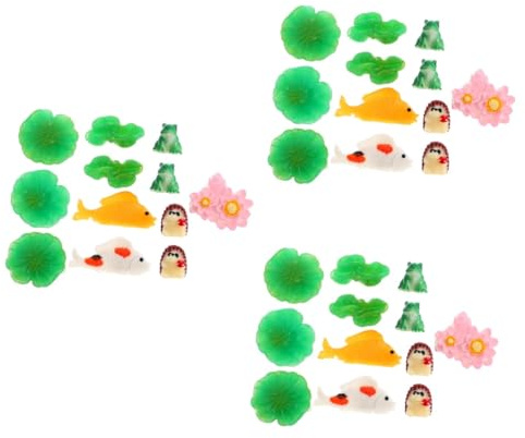 POPETPOP Lot De 3 Décorations pour Aquarium Plantes Aquarium Fleurs De Lotus Artificielles Nénuphars Miniatures Écumoire Filet À Méduses Ornement pour Aquarium Fausse Fontaine