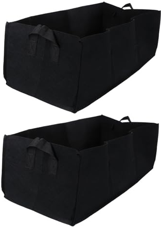 FONDOTIN 2piezas Bolsa De Plantación Cuadrada De Fresa para Jardín Bolsa De Cultivo De Vegetales y Flores Maceta De Jardinería Ecológica Negro Elegante Mediana