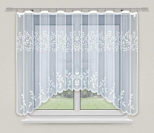 Gardinen Vorhangen Weiß Jacquard 300x160 cm (BxH) Minolta Vorhang Mit Kräuselband 1:2 Feste Breite Vorhänge Elegante Fensterdekoration Kurze Bogen