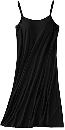 Camisón para mujer, casual, holgado, con almohadilla en el pecho, longitud media, tirantes de verano, vestido de pijama, Negro, L