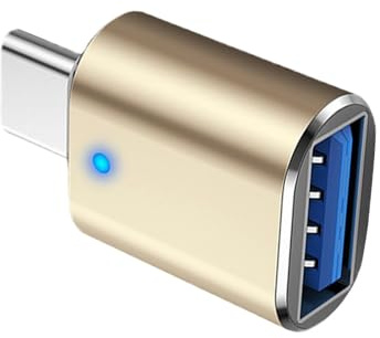 Adaptador USB a USB C, adaptador C a 3.0 con luz, adaptador macho a hembra 3.0 para teclado, disco U, teléfono móvil, tablet, coche, 3/4 tipo C